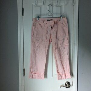Tyte Jeans Y2K  Cargo Capris, Pink w Snap Button, Juniors Size 5, Womens 27 in